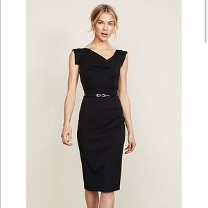 NWT Black Halo Jackie-O in Cobalt Black Two Tone Colorblock Sheath Dress 6